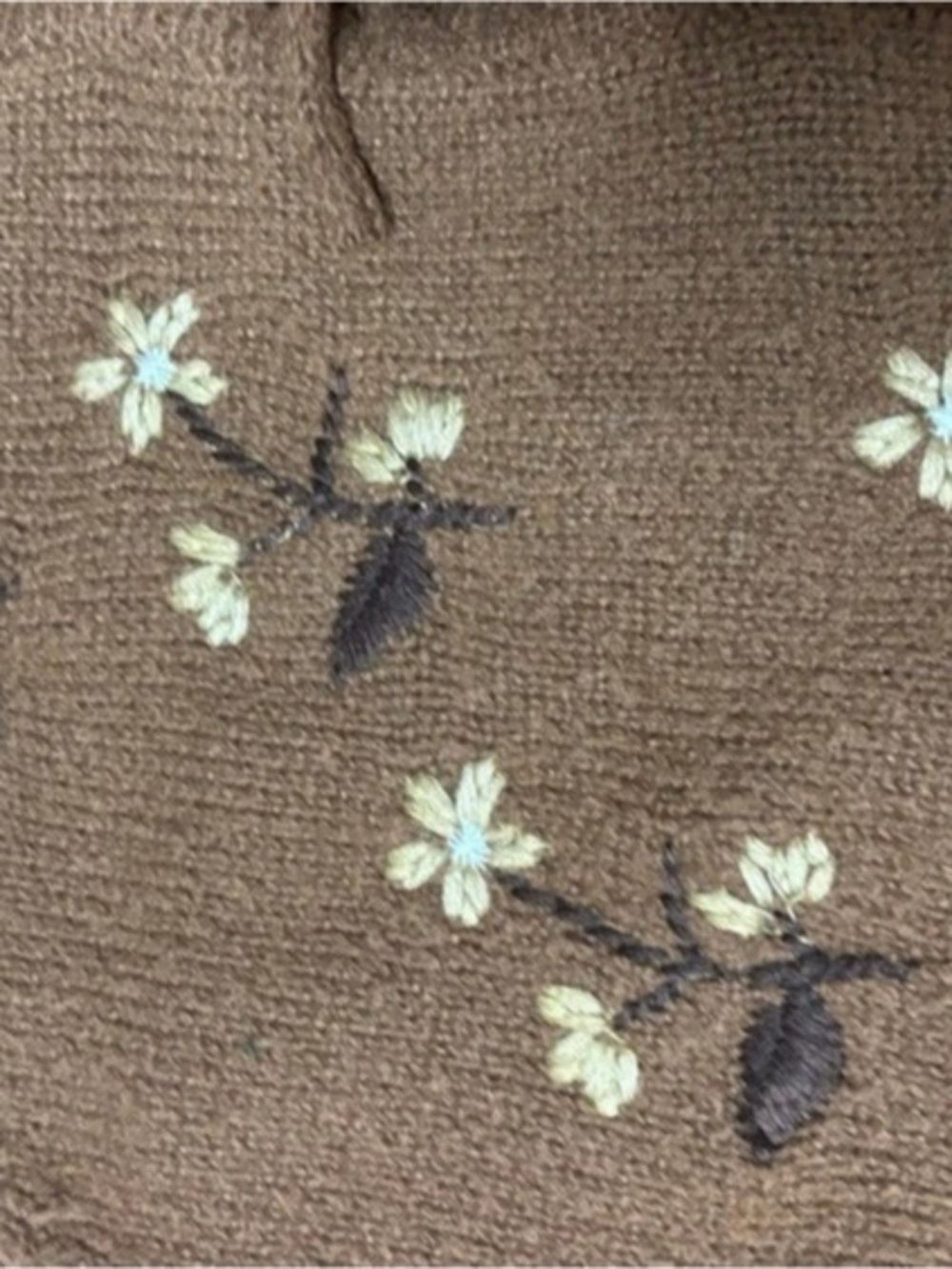 CIDER Floral Embroidery Knotted Cardigan Brown XL - Picture 6 of 10